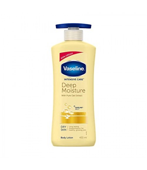 Vaseline Intensive Care Deep Moisture Nourishing Body Lotion 400 ml, Daily Moisturizer for Dry Skin, Gives Non-Greasy, Glowing Skin
